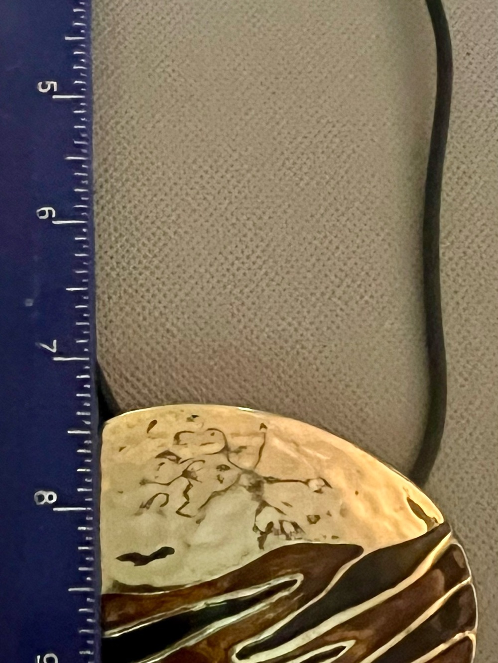 Necklace Chico’s Statement Oval Gold Black Brown Enamel Pendant Fall Look